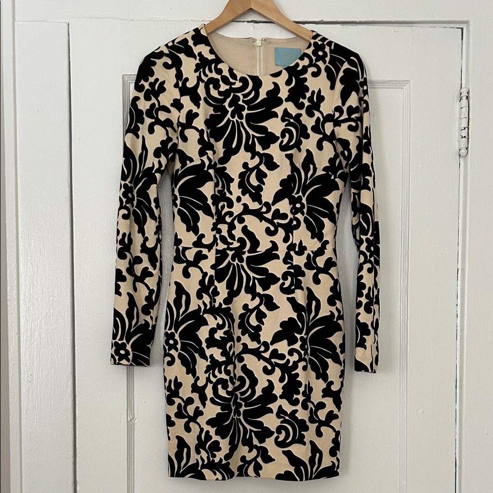 Black and Cream Patterned CeCe Mini Dress